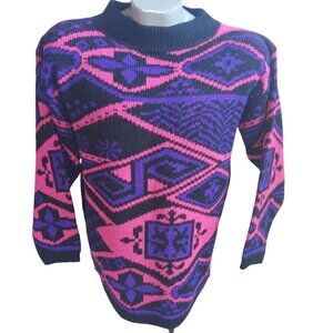 Vintage Women's Medium 80s Classic Essentials Wild Geometric Sweater New Wave